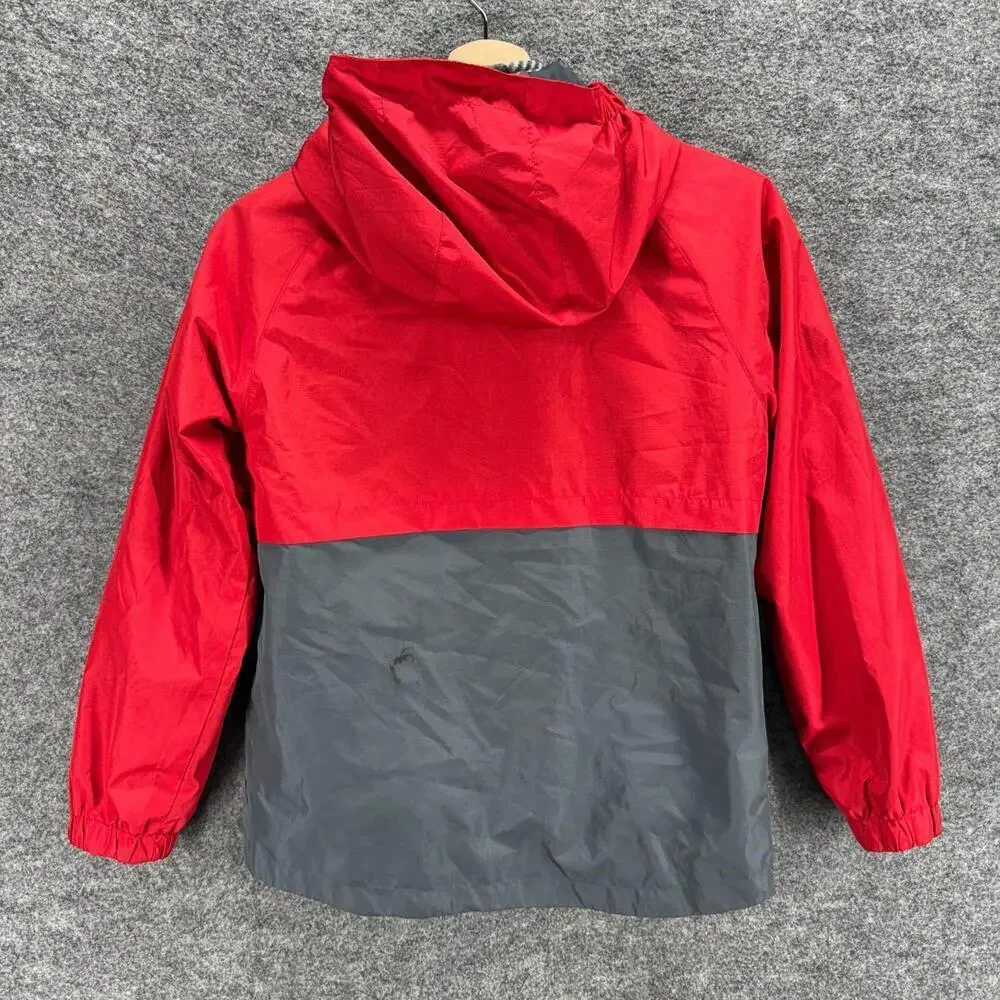 Eddie Bauer Jacket Boys M Medium Red Hooded Long Sleeve Pockets Lined High Neck